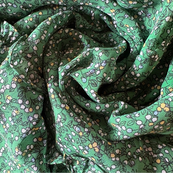 Max Studio Green Floral Midi Dress Smocked Waist Cottagecore XS - Picture 11 of 15